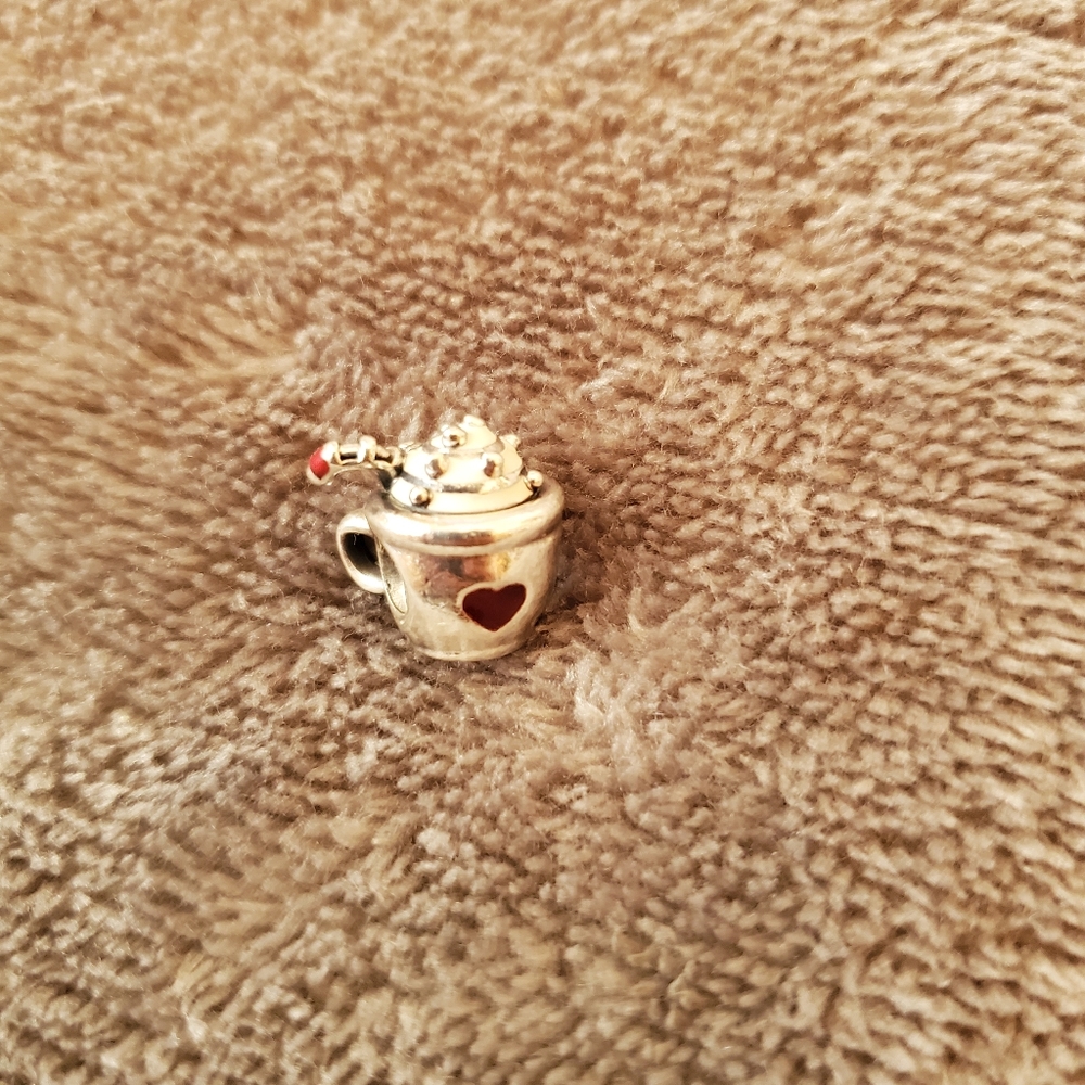 Warm Cocoa: White & Red Enamel Pandora Charm